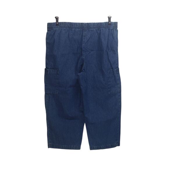 Basic Editions Vintage Denim Capri Pants Sz S Elastic Waist High Rise Pockets - Picture 2 of 10